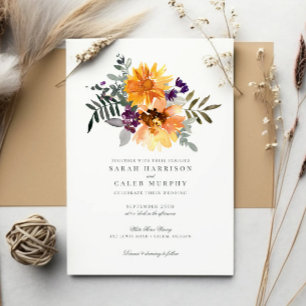 Convite Casamento Rustic Summer Sunflower Wildflower