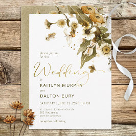 Convite Casamento Rustic Summer Wildflower & Daisies