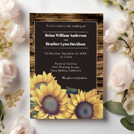 Convite Casamento Rustic Sunflower