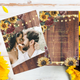 Convite Casamento Rustic Sunflower