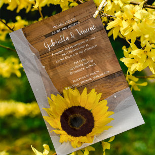 Convite Casamento Rustic Sunflower and Veil Country