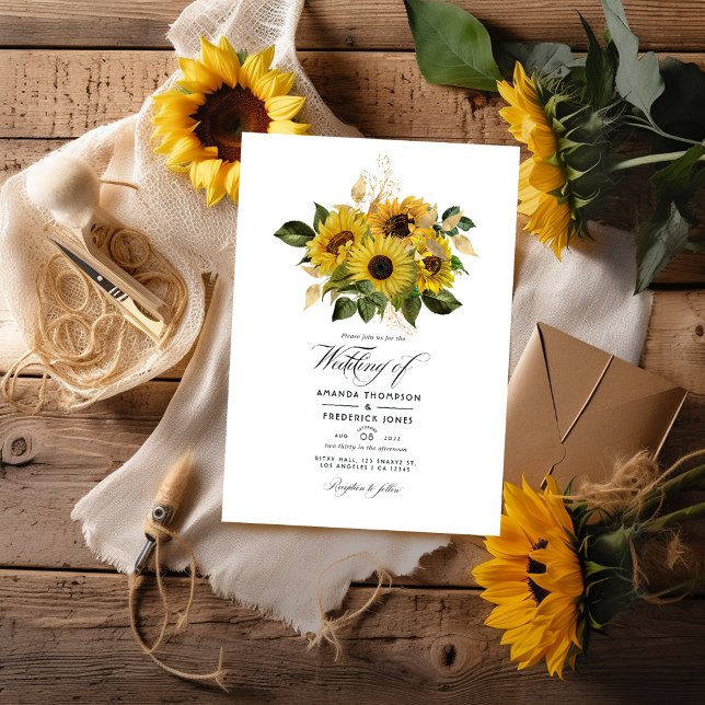 Convite Casamento Rustic Sunflower Country Barn (Criador carregado)
