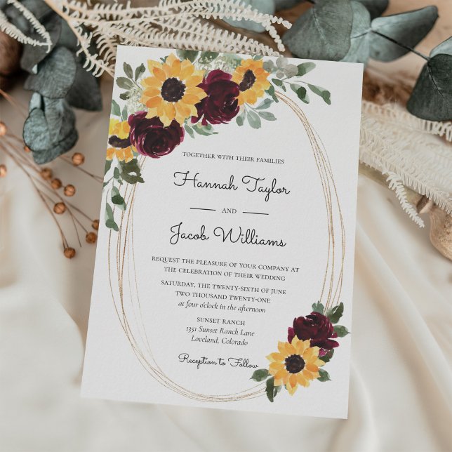 Convite Casamento Rustic Sunflower e Rosas (Criador carregado)