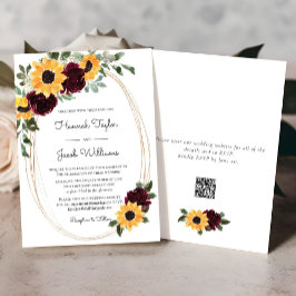 Convite Casamento Rustic Sunflower e Rosas Código QR
