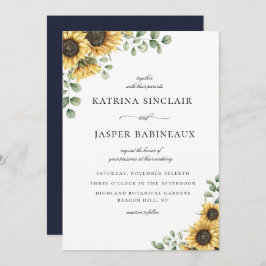 Convite Casamento Rustic Sunflower Eucalyptus