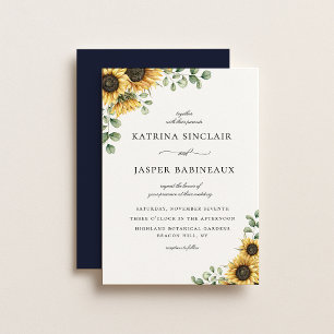 Convite Casamento Rustic Sunflower Eucalyptus