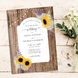 Convite Casamento Rustic Sunflower Frame Wood Barn