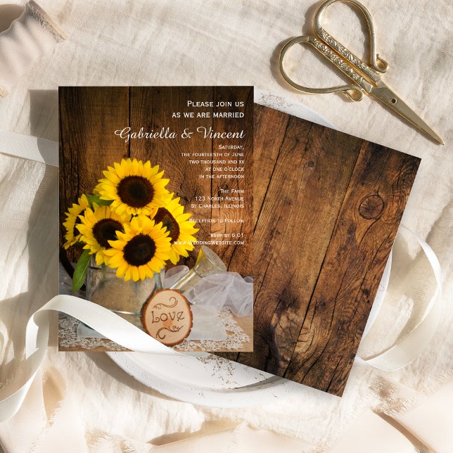Convite Casamento Rustic Sunflower Garden (Criador carregado)