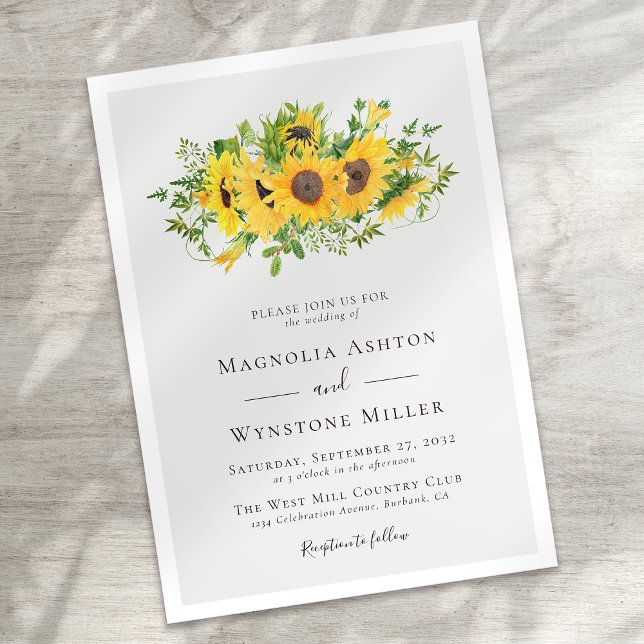 Convite Casamento Rustic Sunflower Modern (Criador carregado)