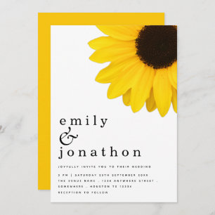 Convite Casamento Rustic Sunflower Modern Typografia