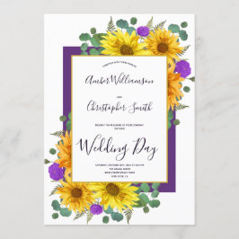 Convite Casamento Rustic Sunflower Purple Rosa Country