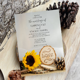 Convite Casamento Rustic Sunflower Woodland