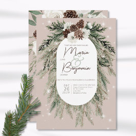 Convite Casamento Rustic Tan Pine Winter Sparkle