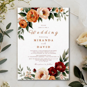 Convite Casamento Rustic Terracotta Autumn Pampas Grass