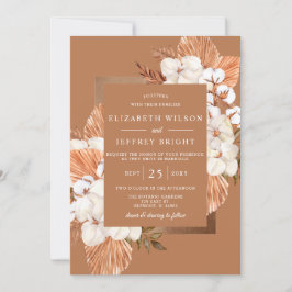 Convite Casamento Rustic Terracotta Boho Pampas Orchids