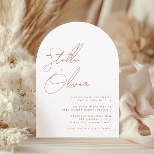 Convite Casamento Rustic Terracotta Calliografia Detalhes