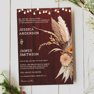 Convite Casamento Rustic Terracotta e Maroon Florals