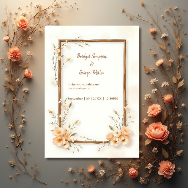 Convite Casamento Rustic Terthy Floral Harmonia (Criador carregado)