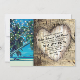 Convite Casamento Rustic Tropical Beach Destination