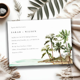 Convite Casamento Rustic Tropical Palm Trees Beach Sand