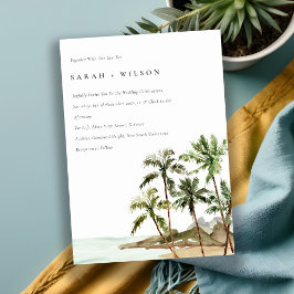 Convite Casamento Rustic Tropical Palm Trees Beach Sand
