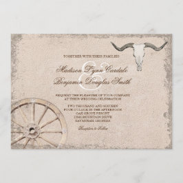 Convite Casamento Rustic Wagon Wheel Longhorn Cowboy