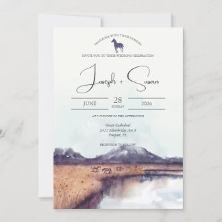 Convite Casamento Rustic Watercolor Autumn Mountain Lake