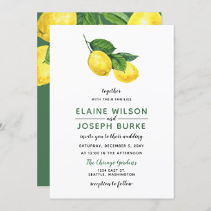 Convite Casamento Rustic Watercolor Citrus Lemon