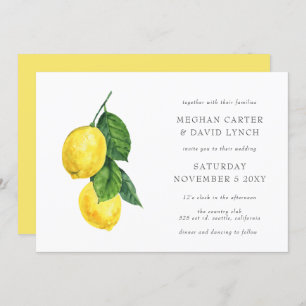 Convite Casamento Rustic Watercolor Citrus Lemon