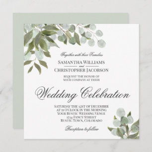 Convite Casamento Rustic Watercolor Eucalyptus & Greenery
