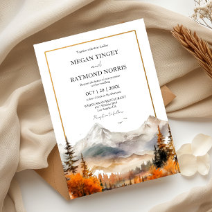 Convite Casamento Rustic Watercolor Fall Mountain