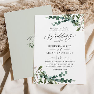 Convite Casamento Rustic Watercolor Greenery