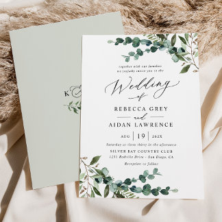 Convite Casamento Rustic Watercolor Greenery