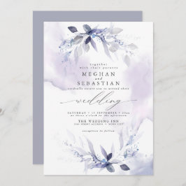 Convite Casamento Rustic Watercolor Greenery Violet