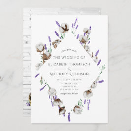 Convite Casamento Rustic Watercolor Lavanda Cotton Country