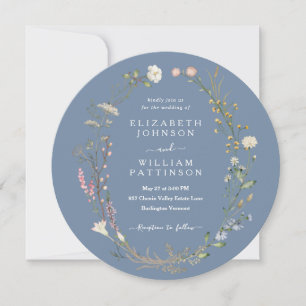 Convite Casamento Rustic Watercolor Periwinkle Wildflower
