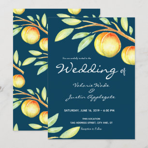 Convite Casamento Rustic Watercolor Pêssegos Doces