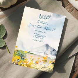 Convite Casamento Rustic Watercolor Primavera Mountain