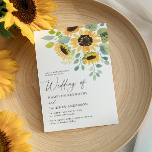 Convite Casamento Rustic Watercolor Sunflower