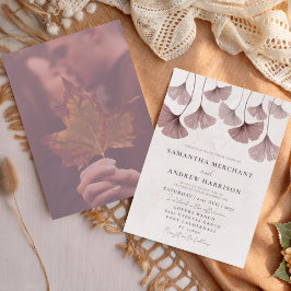 Convite Casamento Rustic Watercolor Terracotta Ginkgo