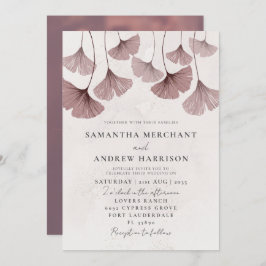Convite Casamento Rustic Watercolor Terracotta Ginkgo