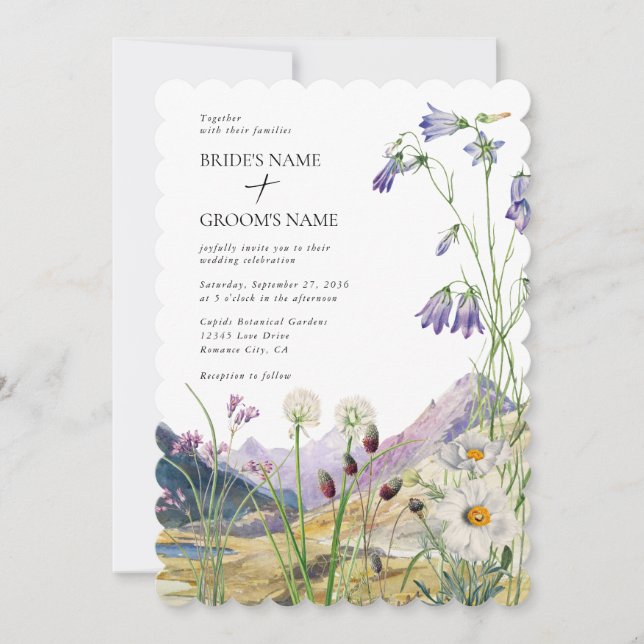 Convite Casamento Rustic Watercolor Wildflower Mountain (Frente)