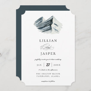 Convite Casamento Rustic Watercolor Winter Mountain