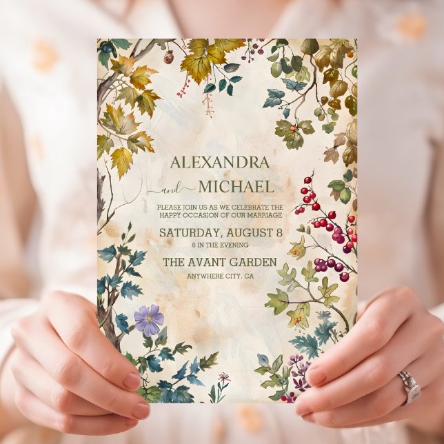 Convite Casamento Rustic Watercolor Woodland (Criador carregado)