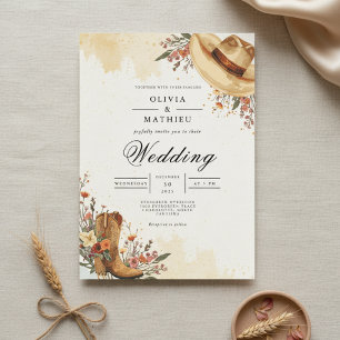 Convite Casamento Rustic Western Bloom