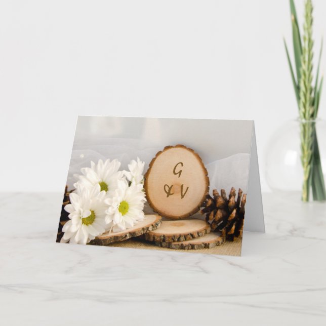 Convite Casamento Rustic White Daisies Woods (Frente)