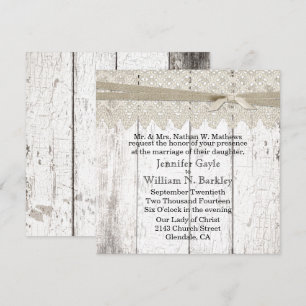 Convite Casamento Rustic White Washingwood and Lace