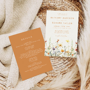 Convite Casamento Rustic Wildflower All-in-One