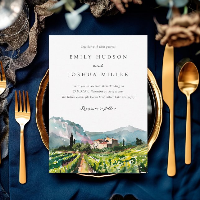Convite Casamento Rustic Winery Landscape (Criador carregado)