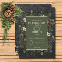 Casamento Rustic Winter Berries & Pine Black